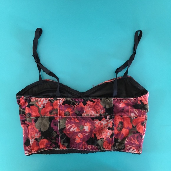 3/$30 Floral Cropped Velvet Bustier - Picture 4 of 9